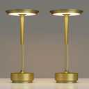 TBBGA 2 Pack Rechargeable Cordless Table Lamps, Portable 5000mAh Battery Table Light, 3 Color Stepless Dimming LED Table Light with Memory Function, for Outdoor/Dinner/Patio/Restaurant.(Gold)