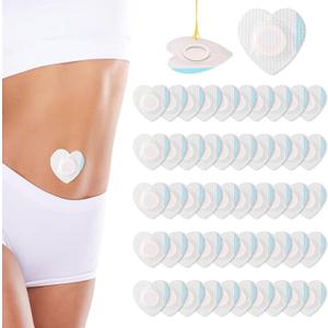 50pcs Castor Oil Wrap for Belly Button, Heart Shape Self-Adhesive & Highly Absorbent Castor Oil Wrap Pack for Belly Button Pad Patches Waterproof Disposable Cover Stickers (Oils Not Included)