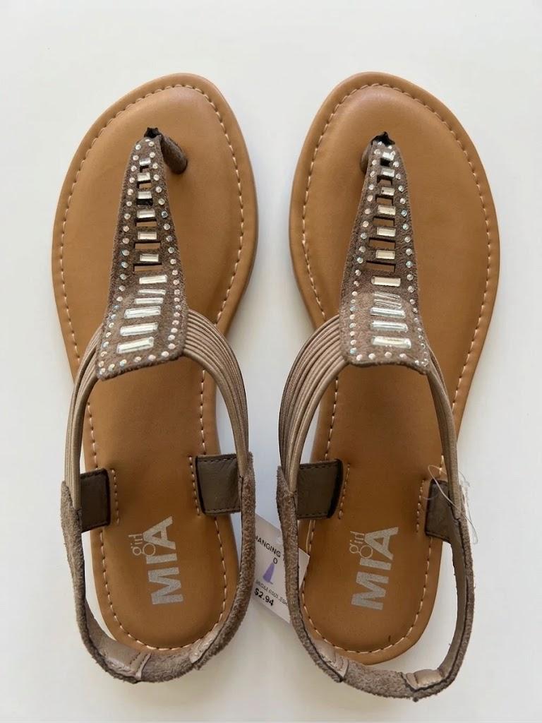 NWT Mia Girl Almeria Taupe Rhinestone Slingback Sandals, Brown Size 7