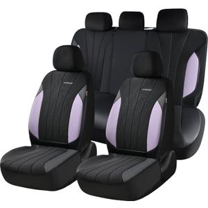 Coverado Car Seat Covers, Waterproof Automotive Seat Protectors, Driver Protectors Universal Fit for SUVs, Trucks, Sedans,Car Accessories (Purple&Black, FullSet)