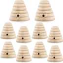 GlikCeil 8 Pcs Wood Bee Hive Decor Unfinished Wood Threaded Honeycomb Farmhouse Tiered Tray Decor Mini Beehive Model Bee Garden Decors for DIY Table Shelf Sitter Party Craft, 1.8 x 1.9 Inch (Classic)