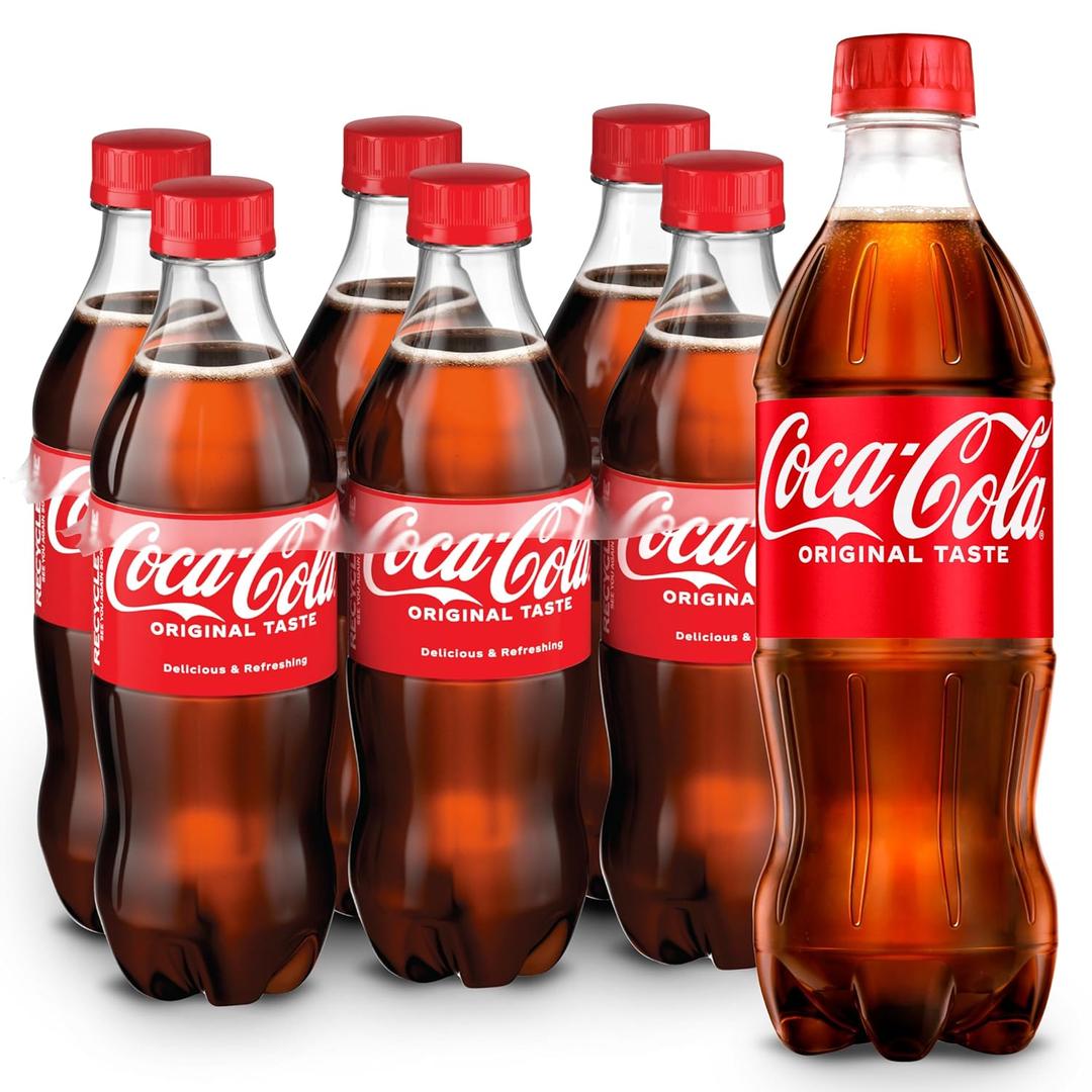 Coca-Cola Soda Soft Drinks, 16.9 fl oz Bottles, 6 Pack - Classic Cola Soft Drink Pack, Best Before 08/18/2025