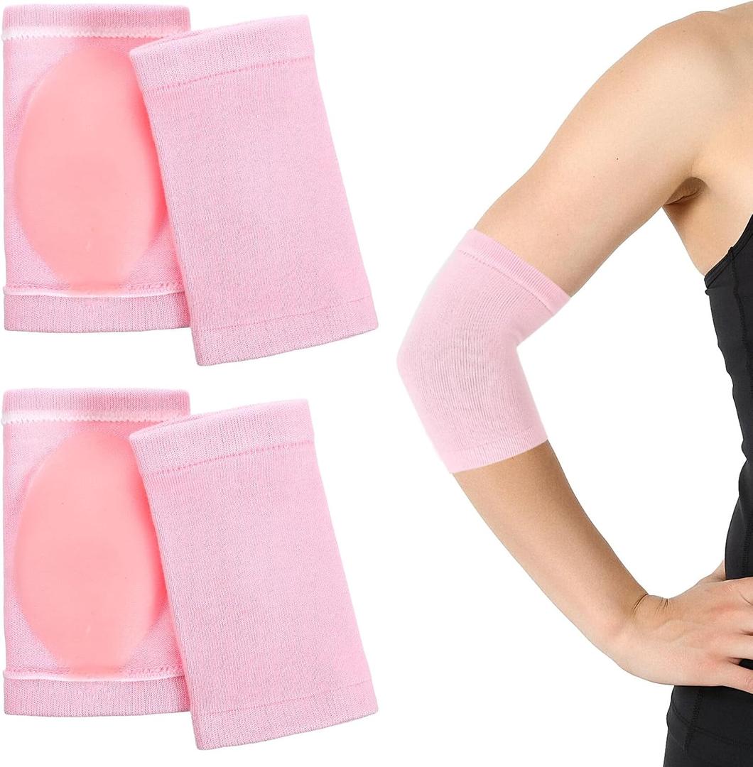 2 Pairs Elbow Moisturizing Sleeve for Women, Soft Gel Cover Elbow Protector Sleeves Elastic Gel Pads for Moisturizing Dry Cracked Skin Care