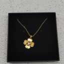 Gold Pendant Necklace Flower Rudder Compass Necklace for Women, Four Leaf Clover Saturn Moon Star Gold Plated Chain Dainty Necklaces Trendy Jewelry Wedding Anniversary Birthday Gift for Her