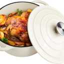 3 Quart Dutch Oven Enameled Cast Iron with Lid - Big Dual Handles - Oven Safe up to 500F - Classic Round Pot for Versatile Cooking Cream