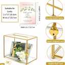 Glass Wedding Card Box with Lock and Slot, Large Gold Clear Card Box for Wedding Reception, Decorative Envelope Gift Box for Baby Shower, Birthday, Graduation, Anniversary, Bridal Shower