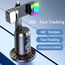 MQOUNY Auto Face Tracking Phone Holder, 360 Rotation Face Body Phone Tripod Smart Shooting Camera Mount with Rechargeable Remote and Light for Live Vlog Streaming Video, Rechargeable