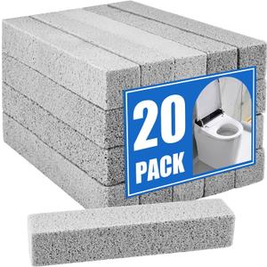 20 Pack Pumice Stone Toilet Bowl Cleaner, Pumice Stone for Cleaning Stick Hard Water Rings, Calcium Buildup & Stains, Safe for Bathroom, Sink, Tub, Grill, Oven, Pool Tile (Small Size)