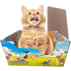 Cat Scratching Pads Heavy Duty Cardboard Cat Scratcher Box and Cat Bed with Refillable Double-Sided Cardboard Scratch Pads for Indoor Cats (Green)