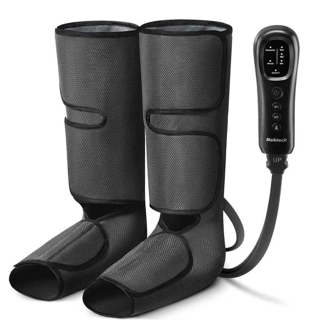 Nekteck Leg Compression Massager for Circulation and Relaxation, FSA Eligible Foot and Calf Massage Machine 2 Modes 3 Intensities with Hand-held Controller for Pain Relief, HSA Adjustable Leg Wraps
