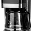 Amazon Basics 12 Cup Drip Coffee Maker with Glass Carafe (1.9 Qt), Auto Shut-off, Auto Pause, Removable Filter Basket, Black & Silver