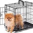 Sweetcrispy 18 Inch Dog Crate, Small Dog Cage, Foldable Puppy Pet Kennel | Single Door, Metal Kennel, Secure Lock, Removable Tray, Indoor Outdoor Training Travel