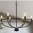 Black Dining Room Light Fixture, 6-Light Farmhouse Black Chandelier for Bedroom Metal Candle Chandeliers Hanging Lighting for Kitchen Living Room Entryway Foyer