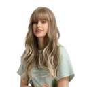 Esmee 24" Women Synthetic Wigs Long Wavy Blond with Fluffy Air Bangs Light