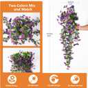 Artificial Hanging Flowers for Outdoors, 2 Pcs Fake Hanging Plants Spring Summer Decor, UV Resistant No Fade Faux Silk Daisy Flower for Planters Front Door Porch Patio Yard Garden(Double Purple)