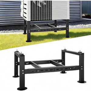 POPMOON Mini Split Ground Stand for 24000-60000 BTU, Black Mini Split Stand | Heavy Duty Metal Mini Split Condenser Stand for Ductless AC Heat Pump, Adjustable Length 29.5" to 45.3", Max Load 700 LBS