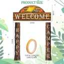 Peryiter 3 Pcs Camping Themed Party Decorations Banner Welcome Porch Sign with 1 Double Sided Tape for Summer Camp Birthday Hawaii Baby Shower Themed Party Activity Decor Door (Happy Style)