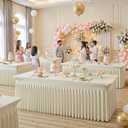 8 Pack Spandex Beige Fitted Table Cloth for 6ft Rectangle Tables Beige Stretch Tablecloth Table Covers Skirt Banquet Wrinkle Free Tablecloths for Parties Wedding
