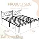 14 Inch California King Size Bed Frame No Box Spring Needed,Metal Platform with Headboard and Footboard,Heavy Duty Slats Support Easy Assemble Noise Free(Black and Rhombus)