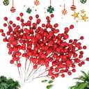 40 Pack Christmas Red Berry Stems 8.7 Inch, Christmas Berries Decorations Artificial Burgundy Berry Picks, Red Holly Berry Branches for Christmas Tree Decoration,Valentines,Wedding,Holiday Home Decor