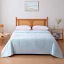 Amazon Basics Cooling Comforter, Temperature Regulating Blanket for Hot Sleepers, Summer & All Season Bedding, Lightweight, 68"x90", Twin, Blue