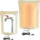 Glooglitter 20" L x 17" W Electric Heated Outdoor Faucet Cover for Winter Freeze Protection Heating Hose Bib Covers for Winter, Water Pipe Heater for Garden Faucet Insulated Spigot Protector (Beige)