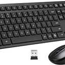 Wireless Keyboard and Mouse Combo, 2.4G Silent Cordless Keyboard Mouse Combo for Windows Chrome Laptop Computer PC Desktop, 106 Keys Full Size with Number Pad, 1600 DPI Optical Mouse (Black)