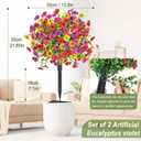 2 Pack Artificial Outdoor Plants Topiaries Fake Flowers for Outside, 21" UV Resistant Fake Bushes Ball Realistic Faux Flowers Greenery with Stakes for Front Porch, Garden, Yard (Multicolor)