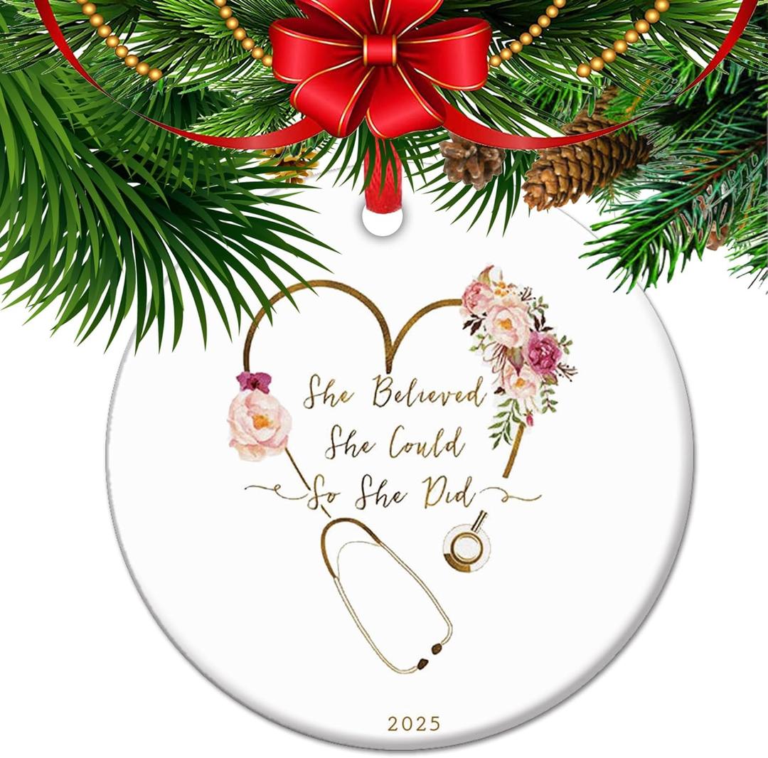 She Believed she Could so she did - Doctor Graduation Ornament, Doctor Graduation Gift, Medical Degree Gift for Her (C1)