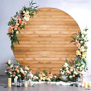 7.2FT Wood Grain Round Arch Backdrop Cover for 7/7.2ft Circle Stand, Wrinkle Free Circle Arch Background Cover, Vintage Wood Texture Wall Round Backdrop for Wedding Photography Birthday Baby Shower