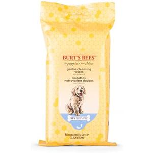 Burt's Bees for Pets Gentle Cleansing Puppy Wipes with Buttermilk, 98% Natural Origin Formulas, Hypoallergenic Dog Wipes Cleaning, Dog Cleaning Wipes, Dog Wipes for Paws and Butt, 50ct, Pack of 2  Burt's Bees for Pets Gentle Cleansing Puppy Wipes with Buttermilk, 98% Natural Origin Formulas, Hypoallergenic Dog Wipes Cleaning, Dog Cleaning Wipes, Dog Wipes for Paws and Butt, 50ct, Pack of 2