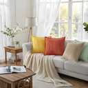 Mecatny Corduroy Throw Pillow Covers 22x22 Set of 2, Neutral Decorative Soft Boho Couch Pillow Covers with Broadside for Sofa Living Room, Mustard Yellow