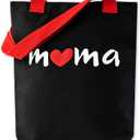Extra-Thick Mama Canvas Tote Bag, Mothers Day Gifts for Mom, Wife, Birthday, Durable Tote for Shopping, Travel, Beach (Black)