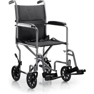 McKesson Drive Transport Chair Steel, Silver Vein Frame 250 lbs. Fixed Arms, Padded Black
