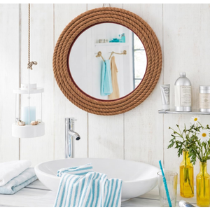 Nagina International Hand Crafted Nautical Premium Wall Decor Rope Accentuated Mirror | Maritime Sailor's Decor Gifts & Collectibles (18 Inches)