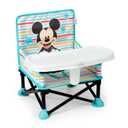 Bright Starts Disney Mickey Mouse Pop 'N Sit Portable Booster, Indoor/Outdoor Use, Floor Seat with Feeding Tray, Blue, 6 Mos - 3 Yrs (J. Aqua/ Stripe)