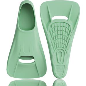 Swim Fins Adult Swim Training Fins for Pool Lap Swimming Comfortable Silicone Full Foot Pocket Travel Size Fins Short Blade Floating Flippers for Snorkeling Diving Swimming Adult Men Women (L(US Male 9-10 US Female 10-11), Green)