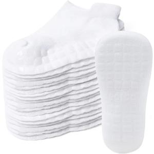Baby Non Slip Ankle Socks with Grippers for 0 Months-10 Years Old Walking Socks (White)