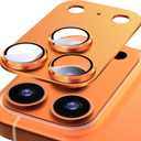 Suoman for iPhone 17 Pro Max Camera Lens Protector, [All-in-one Frosted] [Strong-Adhesion] Metal Frame Tempered Glass Camera Lens Cover-Orange