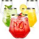 40 Pcak Plastic Stemless Wine cocktail Whiskey Champagne Glasses, 12 Oz Gold Rim Disposable Clear Unbreakable Cups for Party Bars Wedding Tasting (Diamond-shaped)