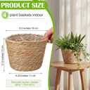 4 Pcs Straw Plant Baskets Indoor Rattan Woven Flower Baskets with Plastic Liner, Cattail Plant Planter for Indoor Outdoor Rustic Boho Home Farmhouse Floor Potted Pots Decor,  S(6.3" Top D X 4.3" Bottom D X 4.3"h)