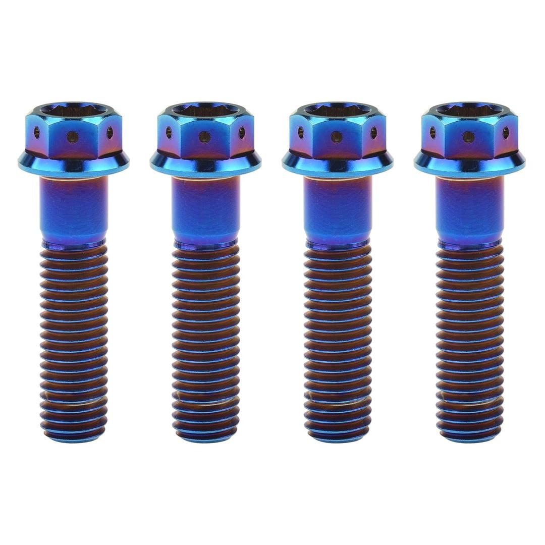 Titanium Flange Hex Head Bolt M10 20 25 30 35 40 45 50 55 60 65 70 75 80 85 90mm Screws Pack of 4 (M10x40mm Pitch 1.25mm, Burnt Blue)