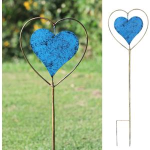 Metal Garden Decor for OutsideRotating Heart-Shaped Garden Stake, Cemetery Decorations for Grave,Perfect for Planter Decorations, Outdoor Lawn Gardens, Also The Best Choice for Gifts - Blue