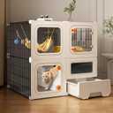 Cat Cage Cat Enclosure with Litter Box, Cat Playpen Detachable Metal, Cat Cage Indoor and Outdoor, Ferret Cage, Rabbit Cage