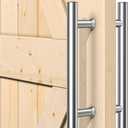 SMARTSTANDARD 12'' Push Pull Sliding Stainless Steel Barn Door Handle, Double-Sided Brushed Nickel Barn Door Handle Set, 1 Pack (Sliver)