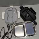 Heated Lunch Box for Men&Women - 80W Electric Lunch Box for Adults with Dual 1.5L 304 Stainless Steel Containers Fast Heating Portable Food Warmer for Car&Truck Travel lonchera electrica (White)