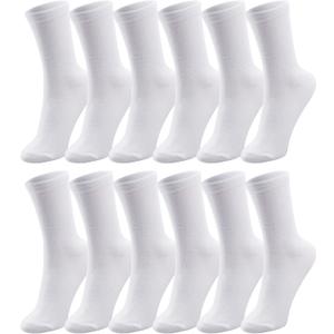 Duufin 12 Pairs Men's Crew Socks Mid Calf Casual Workout Gym Plain Crew Athletic Socks for Men (10-13, White)
