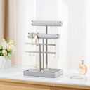 bussdis 3 Tier Bracelet Holder Display - Detachable T Bar Grey Velvet Bracelet Holder, Jewelry Holder Organizer for Bracelet, Necklace, Earrings, Rings