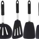 4 Piece Silicone Spatula Set, Heat-Resistant 446 F, Kitchen Silicone Cooking Utensils Set, BPA Free Rubber, Suitable for Non Stick Pans, Used for Frying Eggs, Pancakes, Fried Fish, Steak Black