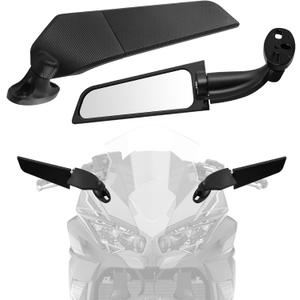 Motorcycle Rear View Mirrors, Wide Angle Windshield Side Mirrors for Ninja 300/400/650/1000/H2, Compatible with Honda, Kawasaki, Suzuki, Yamaha Motorcycles